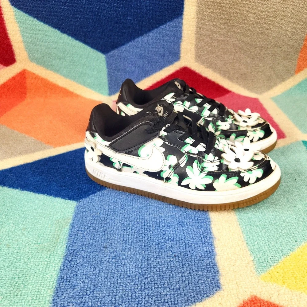 Nike Air Force 1 Low Sneakers Flower White Green‎ Black Casual Shoes